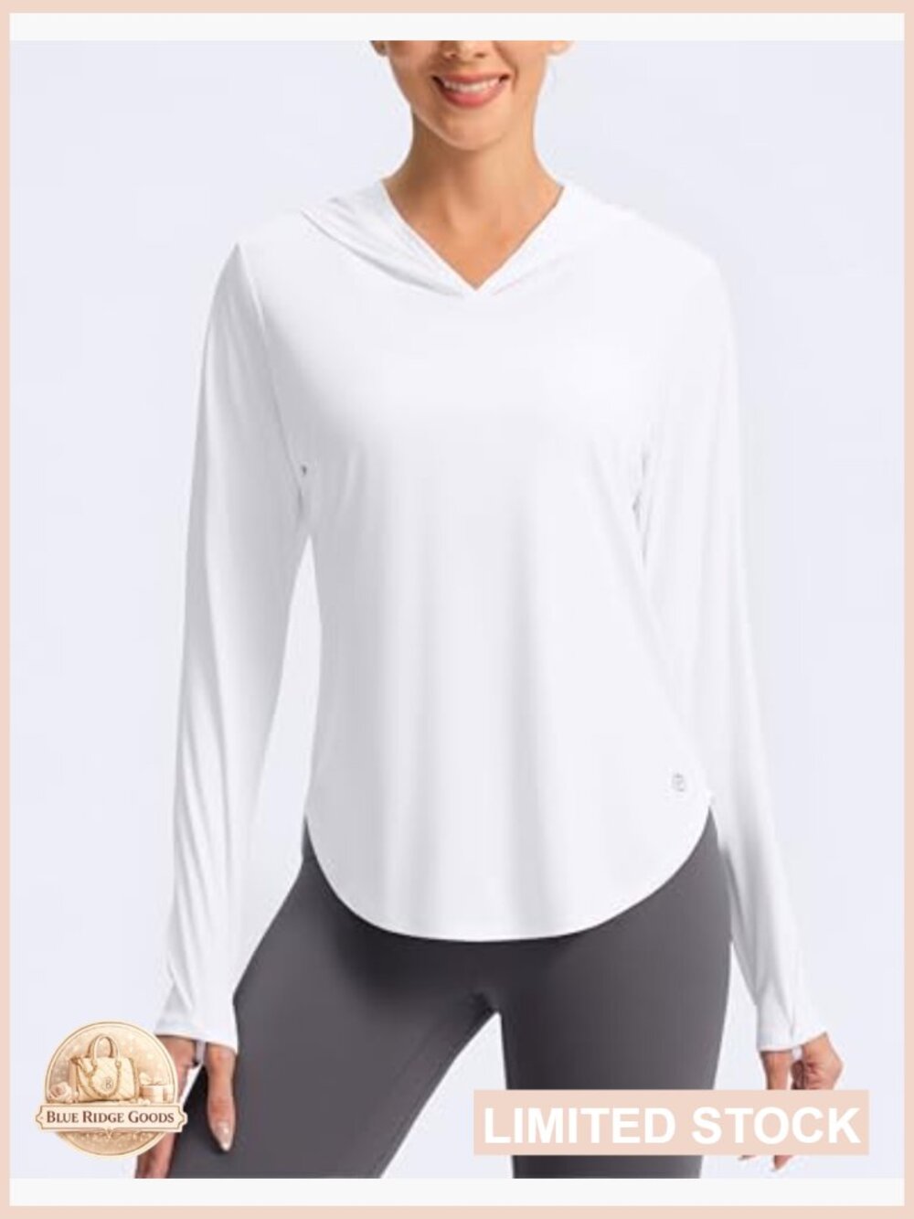 UPF 50+ Long Sleeve Hooded Sun Shirt Lightweight Quick Dry Athletic Top - Picture 2 of 7